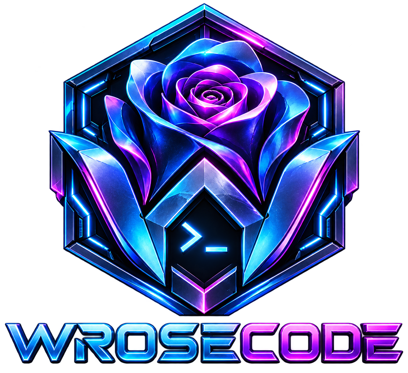 Neon WROSECODE rose emblem